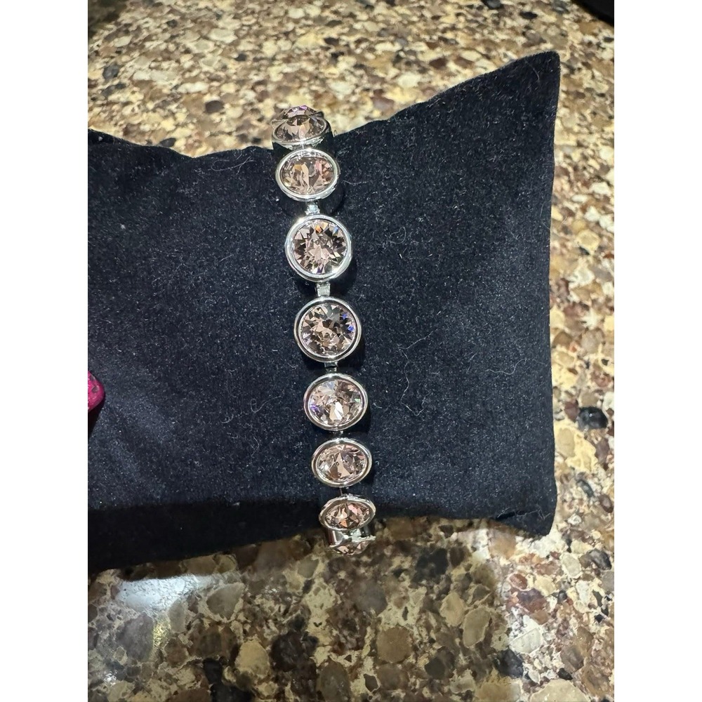 Touchstone Crystal Vintage Rose Ice Bracelet 7.25" Rhodium Plated NEW